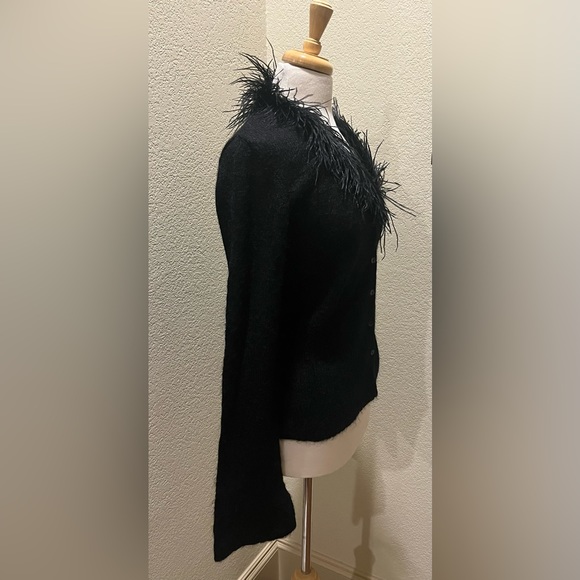 NEW Tristan & Iseut Mohair Wool Ostrich Feather Sweater Caridigan S - Picture 4 of 7